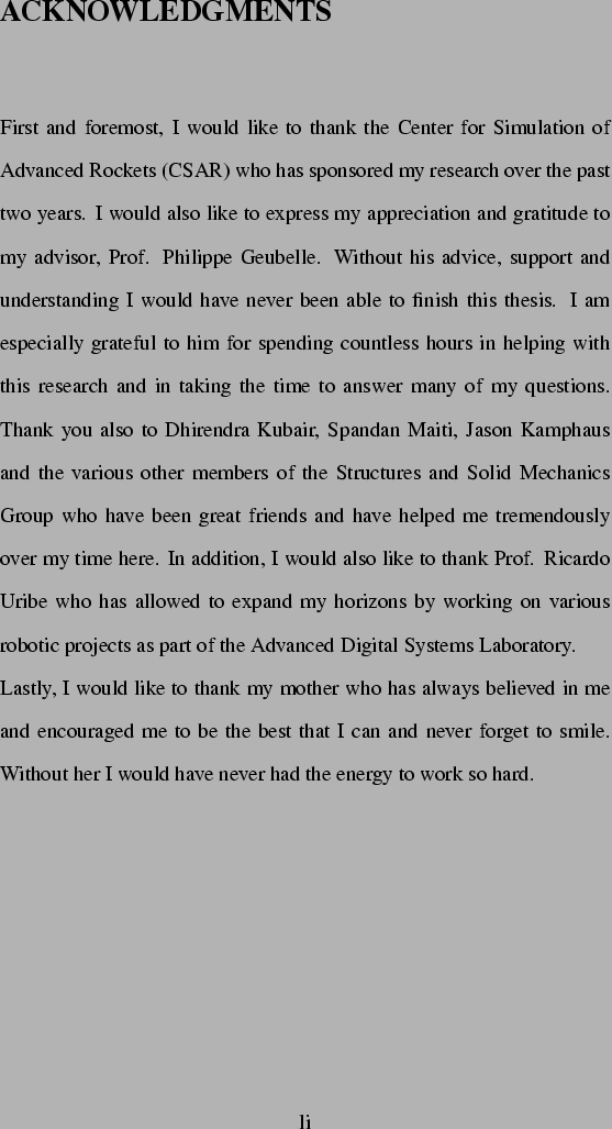 \begin{thesisacknowledgments}%
First and foremost, I would like to thank the Cen...
...ould have never had the energy
to work so hard.
\par\end{thesisacknowledgments}